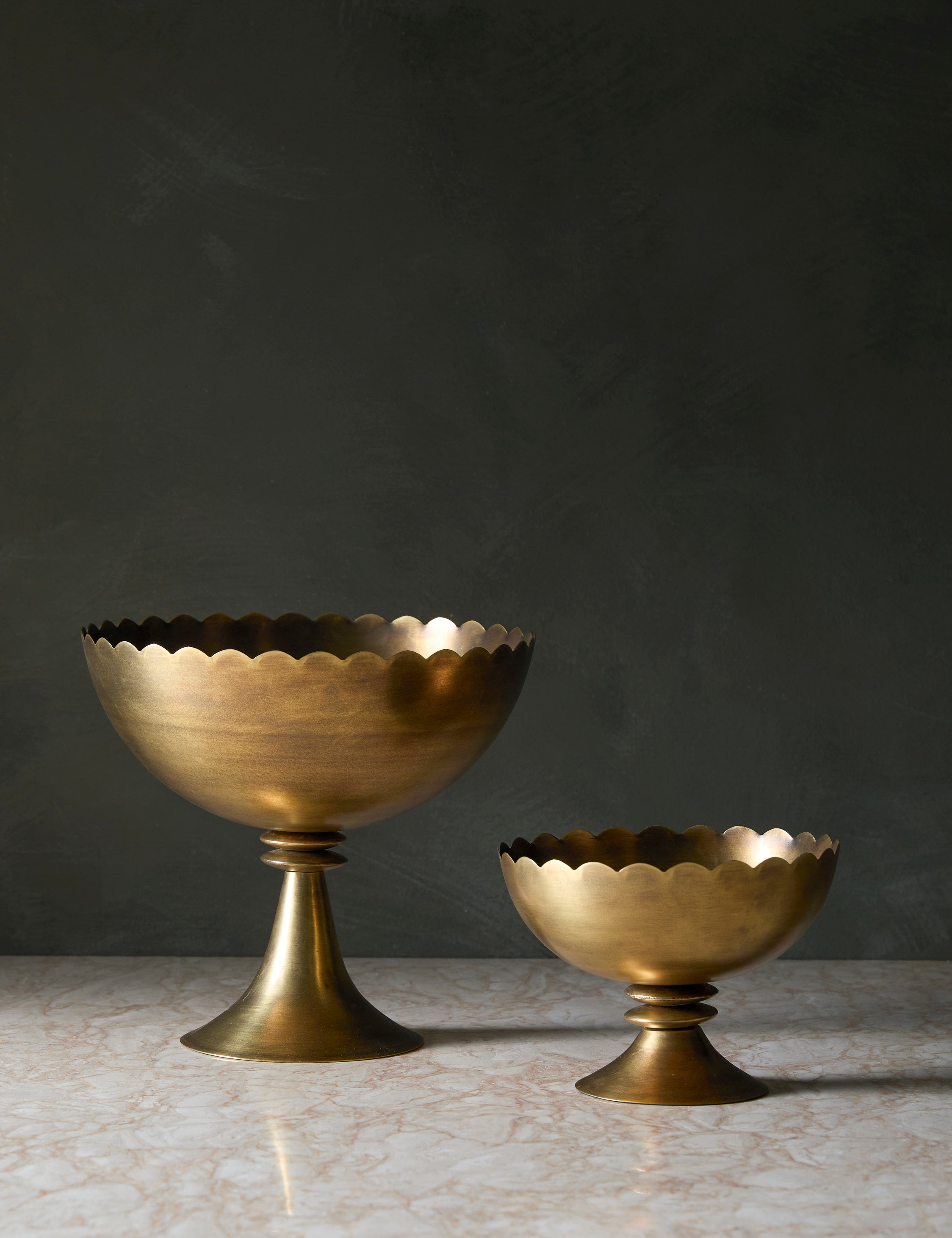 Scalloped Compote Bowl (Set of 2) - Brass - Image 4