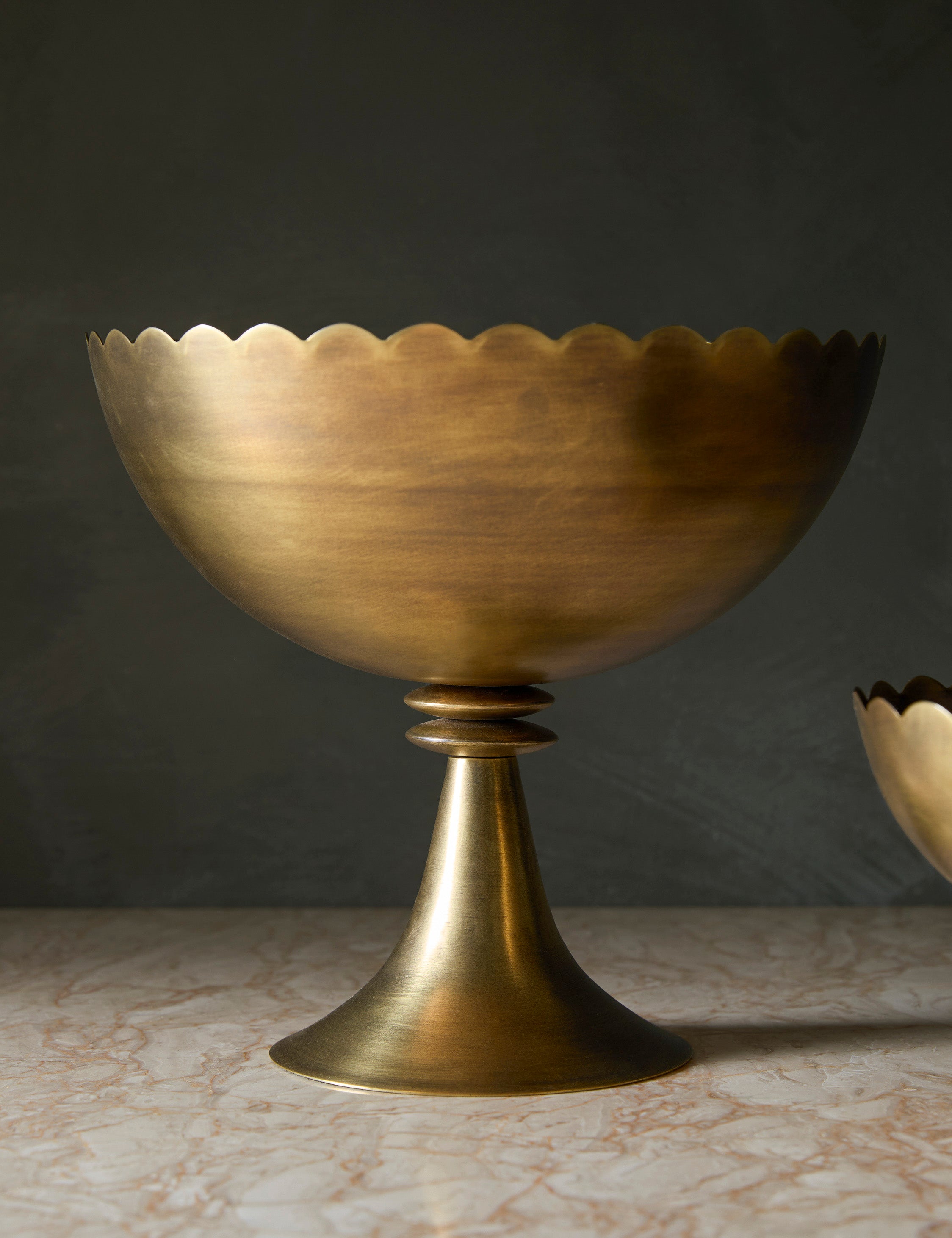Scalloped Compote Bowl (Set of 2) - Brass - Image 5