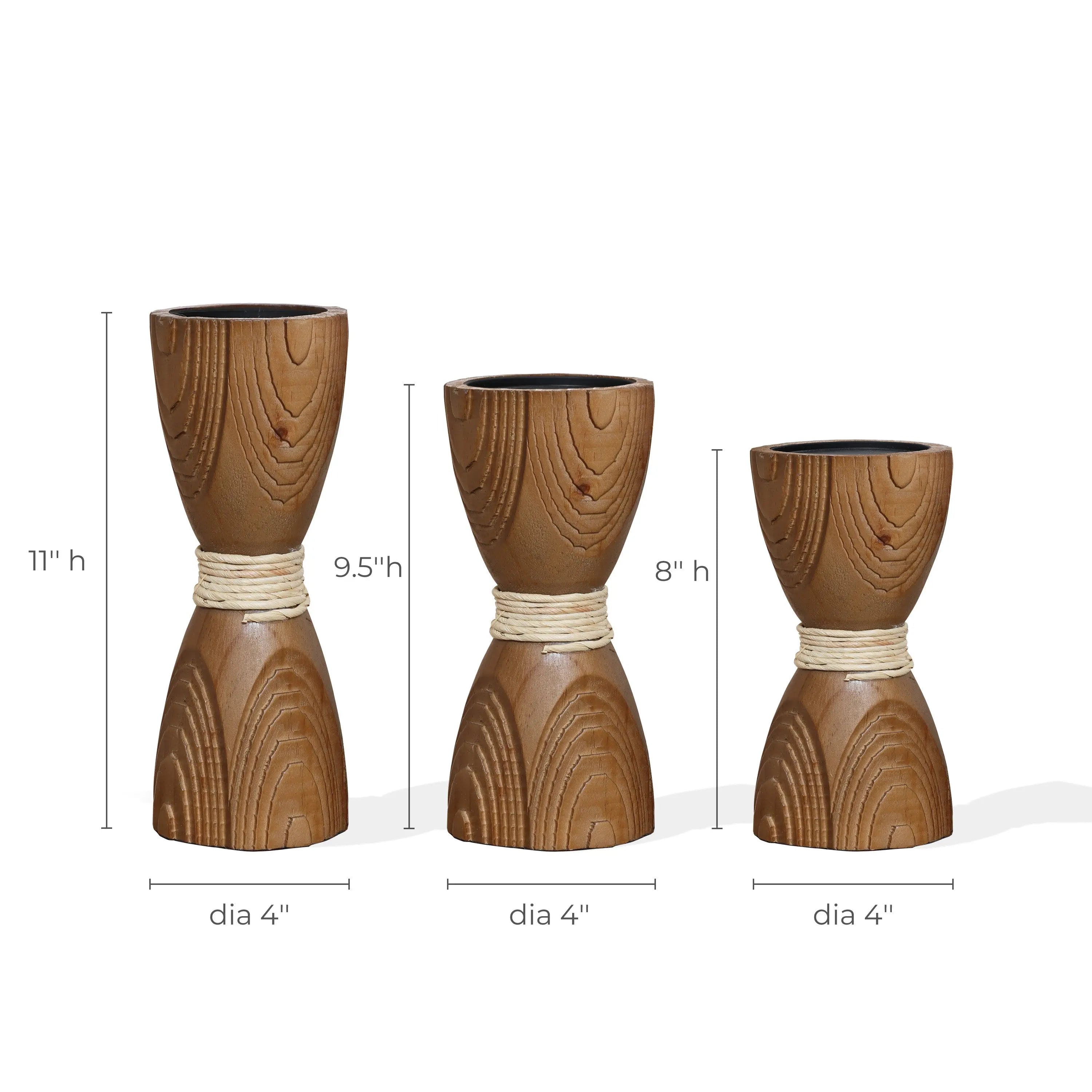 Wood candle holder, set of 3 - Image 8